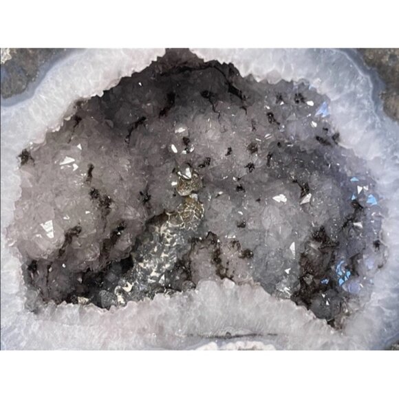 Agate Amethyst Geode Mineral Rock Half 5”X4.5” - Picture 4 of 5